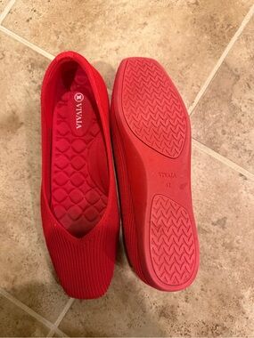 Red Knit Ballet Flats - Comfortable Slip-On Women’s Shoes